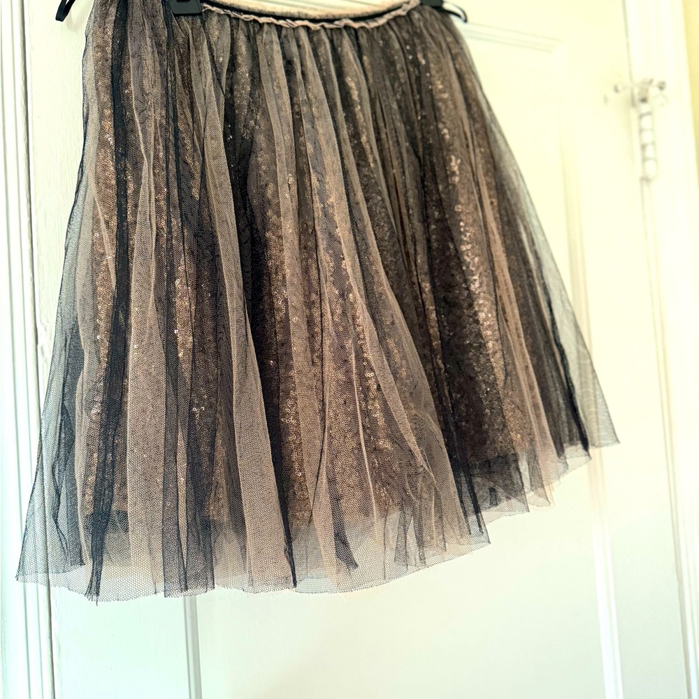 Anthropologie Greylin Tulle Gold Sequins Mini Skirt - Picture 5 of 11